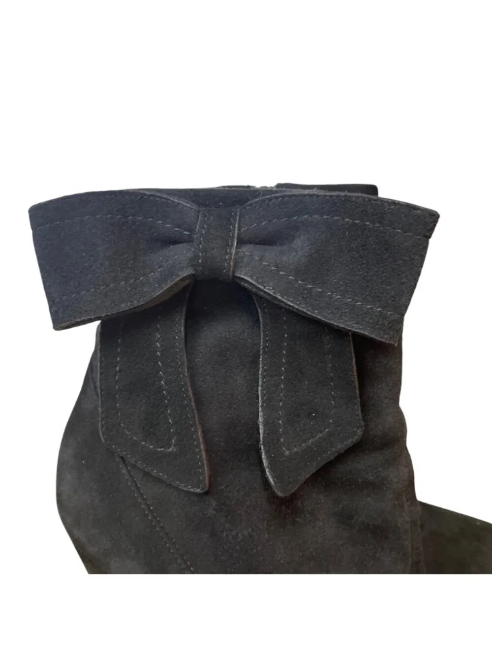 Coach Aubrie Suede Bow Side Zip Heeled Boots Black Sz 6.5
